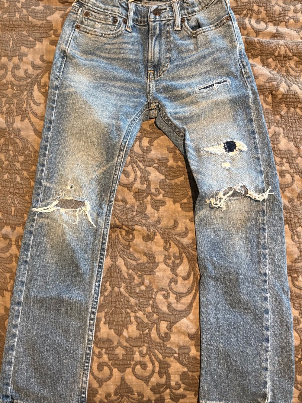 abercrombie kids Light Blue Distressed Slim Straight Jeans